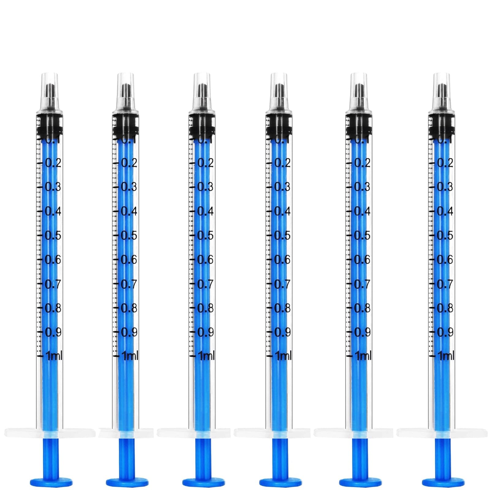 Siringa in plastica liquida senza ago da 1 ml, siringa da laboratorio scientifico, liquido di misurazione, alimentazione di animali domestici, confezione sterile singolarmente (blu, 100 pezzi)