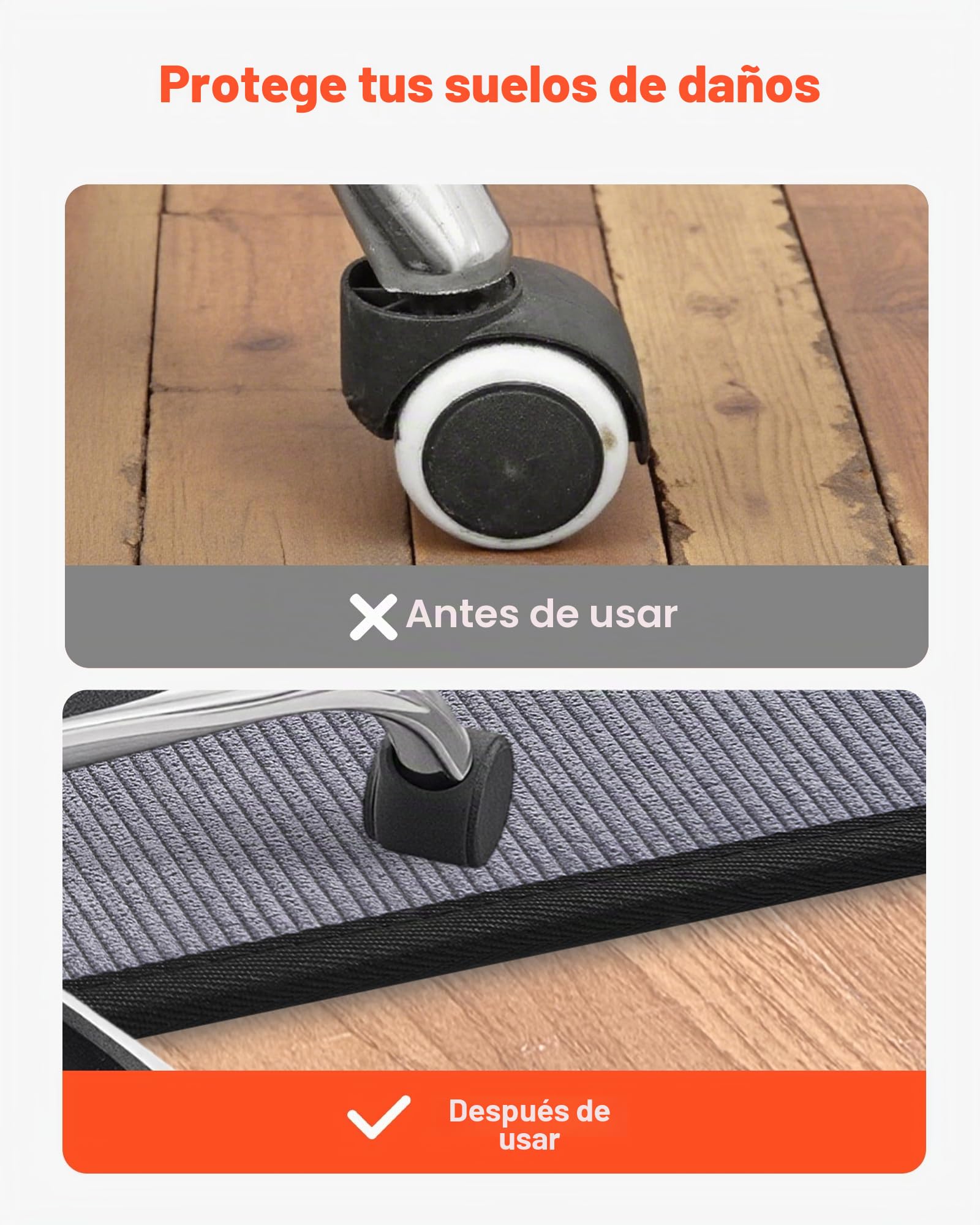VEVOR Alfombra Protectora para Suelos Duros 1219,2 x 914,4 mm Alfombrillas para Silla de Oficina Superficie de Pana Antideslizante Fácil de Limpiar Deslizamiento Suave para Hogar, Oficina, Gris