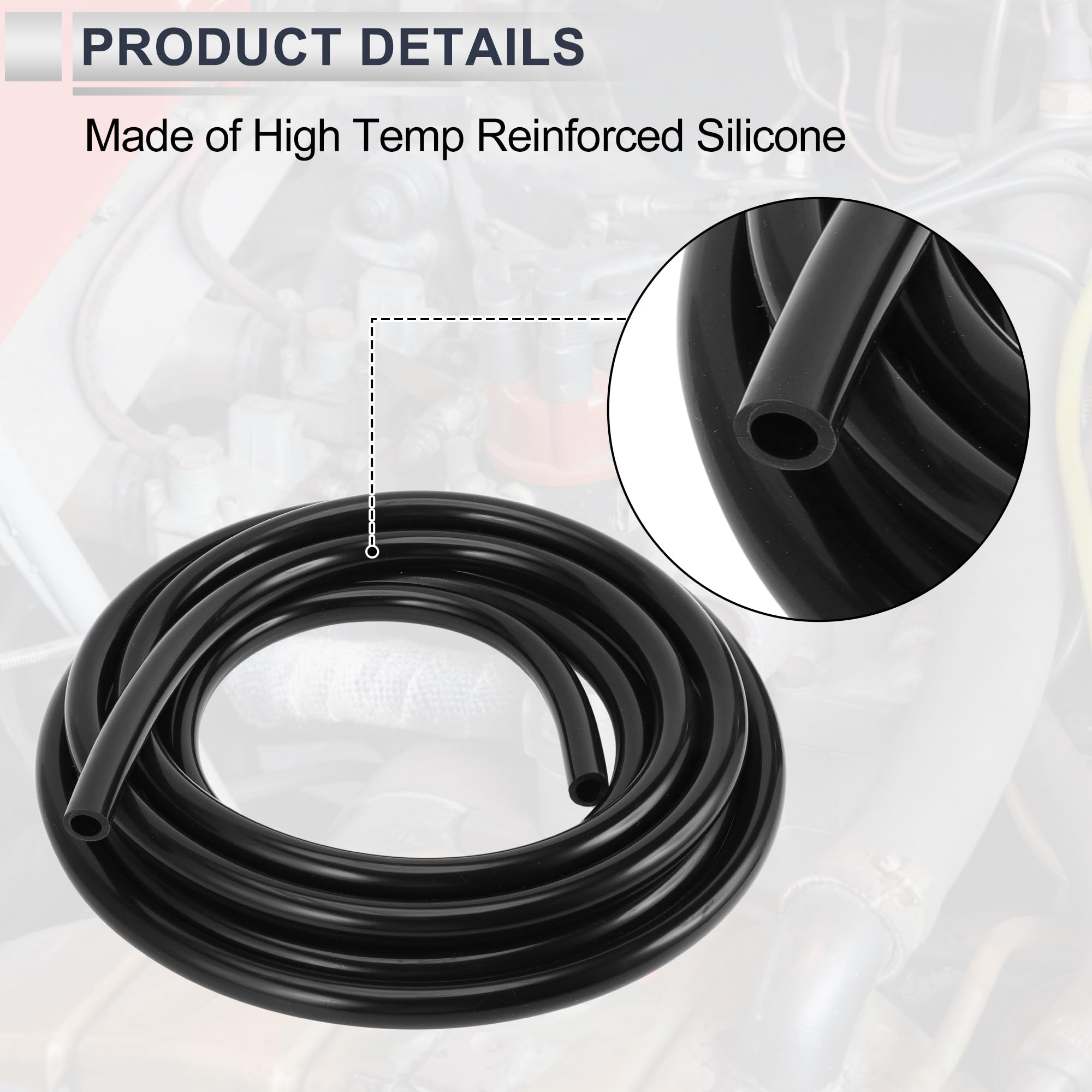 1 manguera de vacío universal de silicona para alta temperatura, 20 pies, 1/2 pulgada, 12 mm de diámetro interior, 3 mm de grosor, línea de vacío automotriz de presión máxima de 130 PSI,