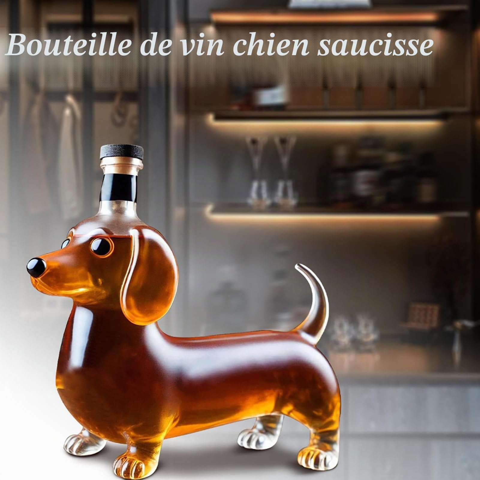 Bouteille De Whisky Teckel, Verre Sculpté 3D Créatif, Bouteilles En Verre À Whisky En Forme D'animal Rigolo, Carafe À Vin Pour Bar, Récipient À Vin Pour La Décoration Intérieure