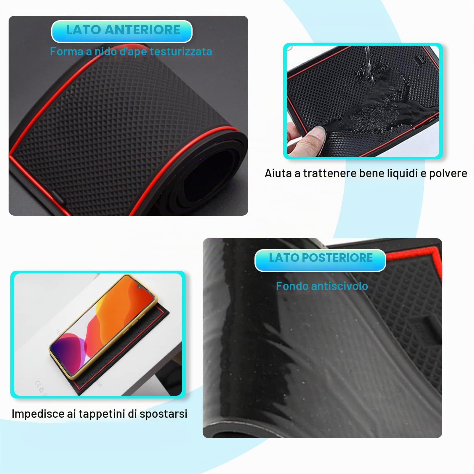 CDEFG Compatibile con Ford Fiesta MK8 / Puma ST Line 2017-2023 2024 Tappetino Antiscivolo Antipolvere AntiGraffio Tappetini in Gomma per Interni Fiesta MK8 Puma 2020+ Accessori (Rosso)