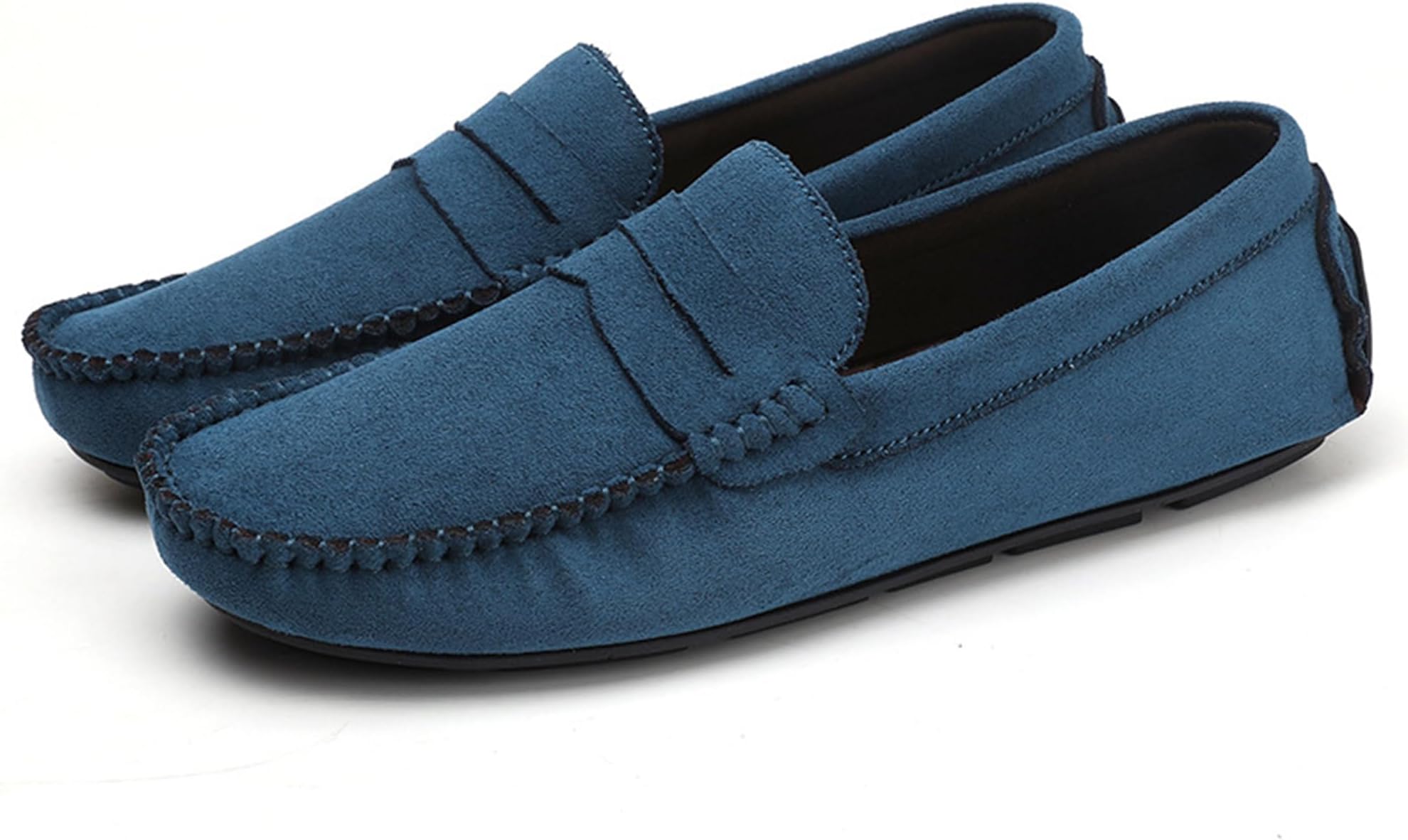 Men's Suede Flat Penny Loafers Moccasin Round Toe Non-Slip Slip-On Driving Shoes Business Work Boat Shoes