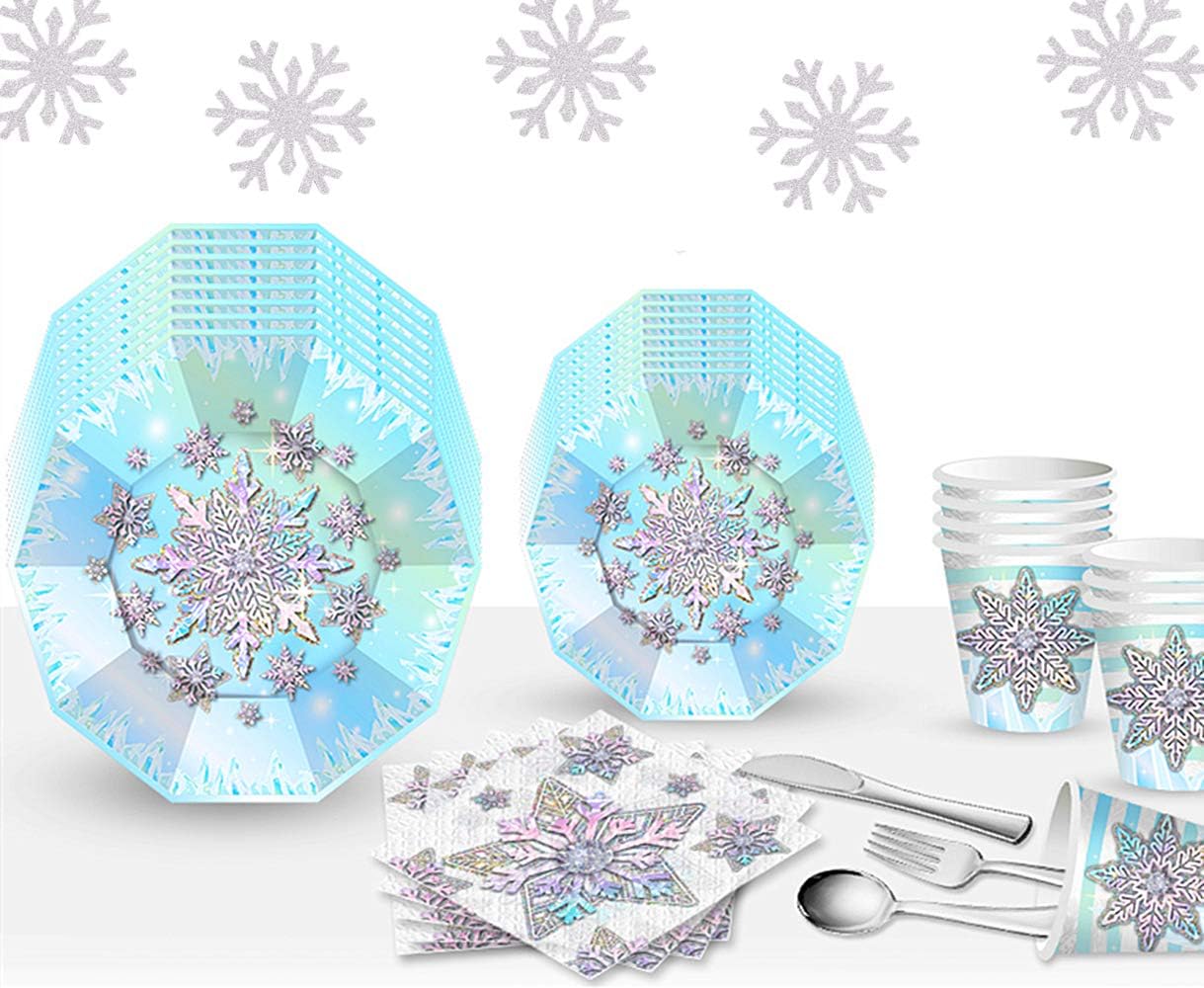 LaVenty 32 PCS Frozen Birthday Party Supplies Winter Onederland Party
