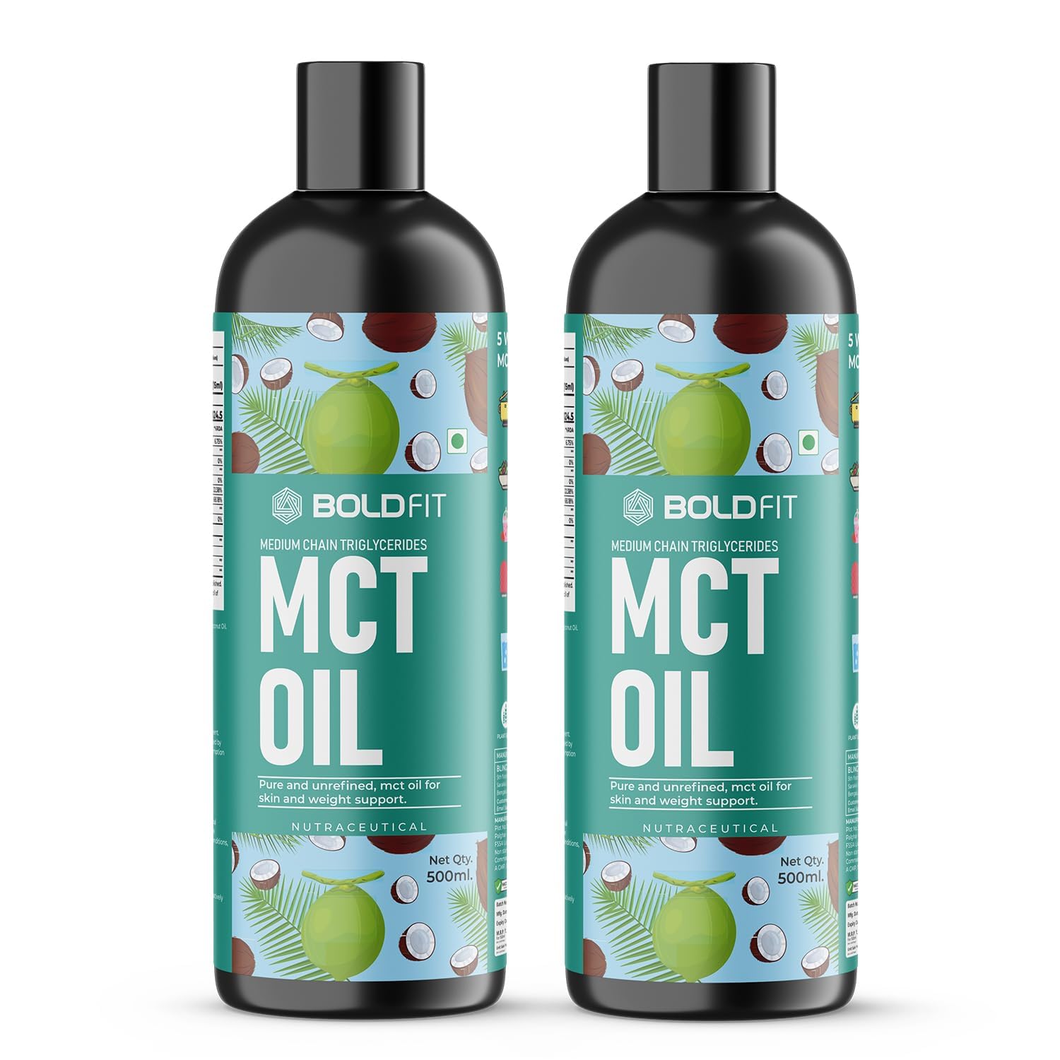 Boldfit C8 MCT Oil from Coconut Vegetarian,Keto and Paleo Compatible Enhances Focus & Supports Weight Wellness –1000ml