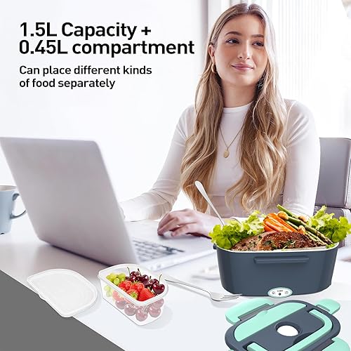 Miniatura 6 de APSARAS Fiambrera eléctrica de 60-80 W, calentador de alimentos, 3 en 1, ultra rápido, para adultos, calentador de alimentos portátil de 12 V24 V110