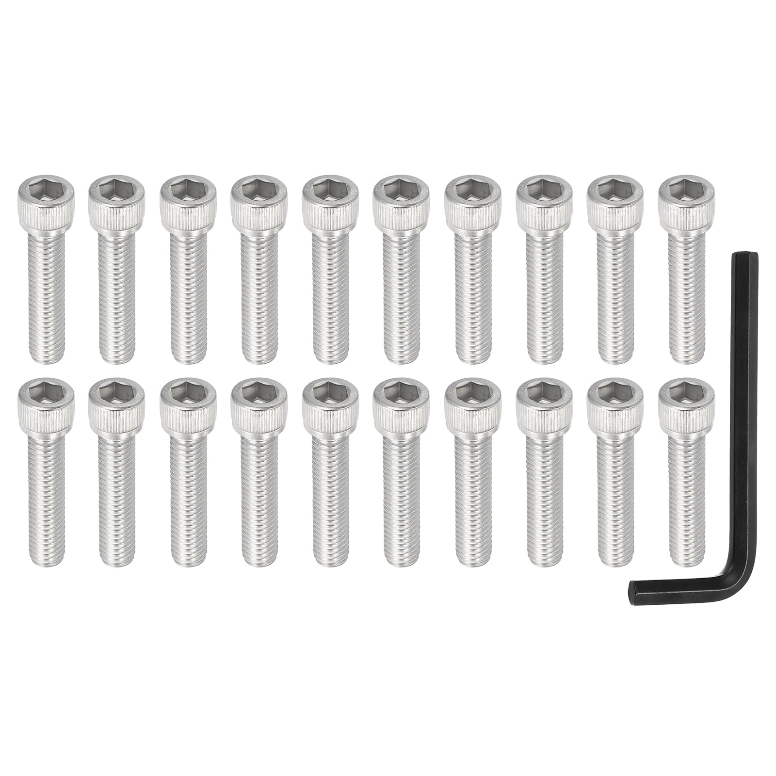 PATIKIL 3/8"-16 x 1-3/4" Socket Head Screws Cap Bolt, 10Pcs 304 Stainless Steel Hexagon Socket Screws with Hex Wrenches Full Thread for Road Bicycle