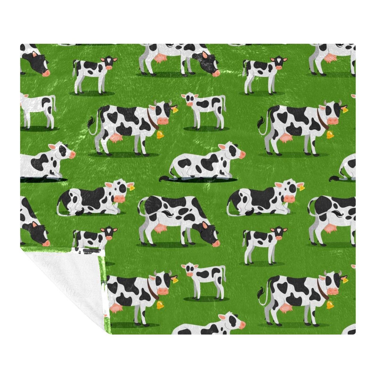 Couverture microfibre vaches et caofs douce pour lit et canapé de 150x200 cm
