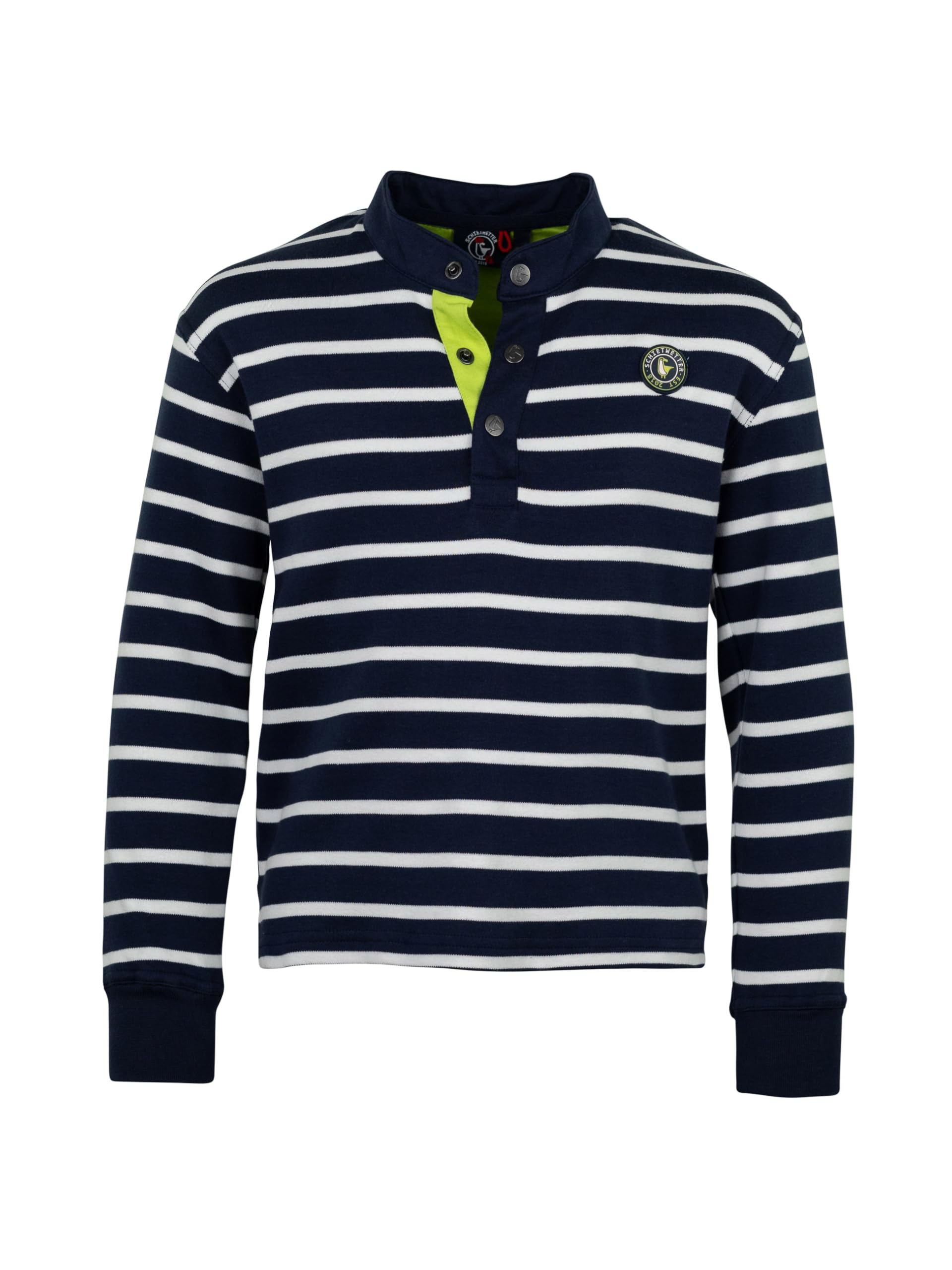 SCHIETWETTER Langarm-Pullover mit Streifen im bretonischen Look, Langarm mit Knopfleiste, 100% Baumwolle