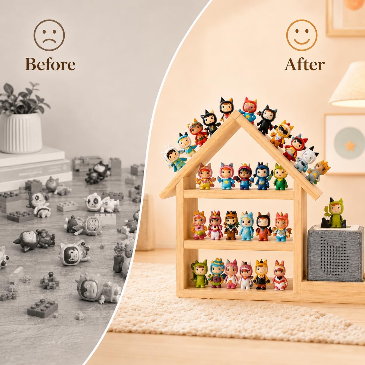 Tonie Shelf Étagère magnétique, étagère de Rangement Murale en Bois pour 70-85 Tonies, Compatible avec toniesbox 1 et toniesbox 2, Murale Étagère pour boîte à Musique pour Chambre d'enfant