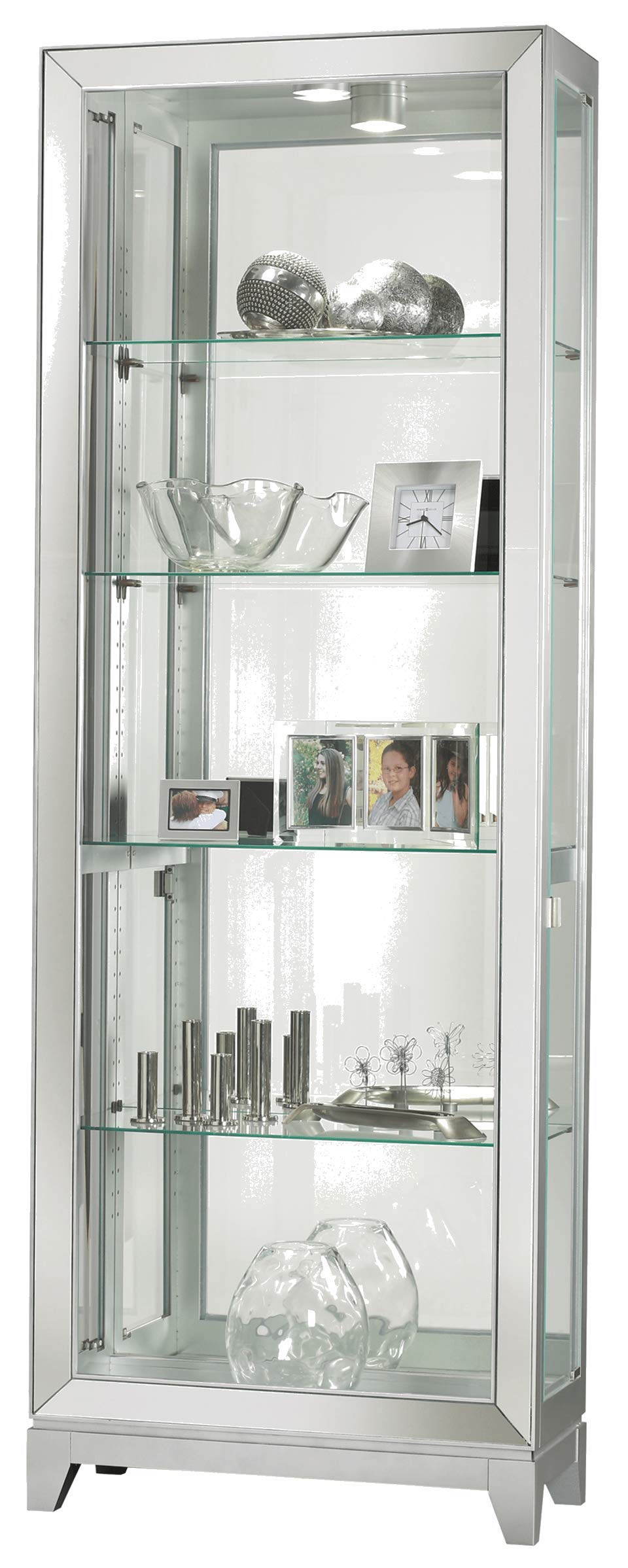 BELLEZE Lighted Corner Display Curio Wooden Curved Shelving