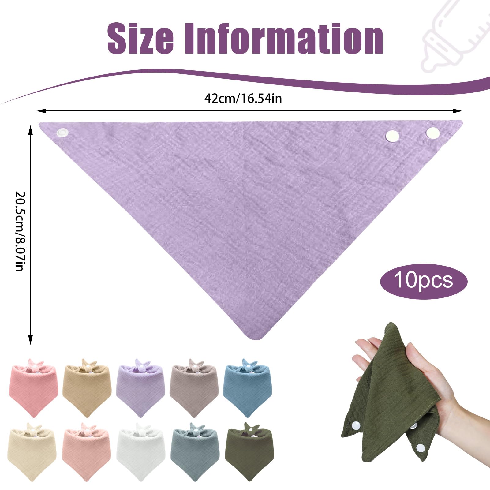 Tacitmeet 10 Pack Baby Bibs Muslin Dribble Bibs - Image 2