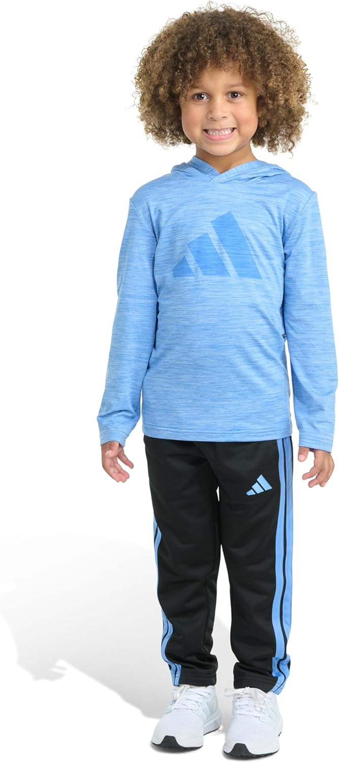 adidas Baby Boys' 2-piece Long Sleeve Hooded Mélange Tee & Pant Set