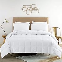 Vista 8 de Feather and Loom - Manta de plumón de pato blanco de 233 hilos, cubierta de algodón transpirable, relleno de plumón de 600 hilos, color: marrón