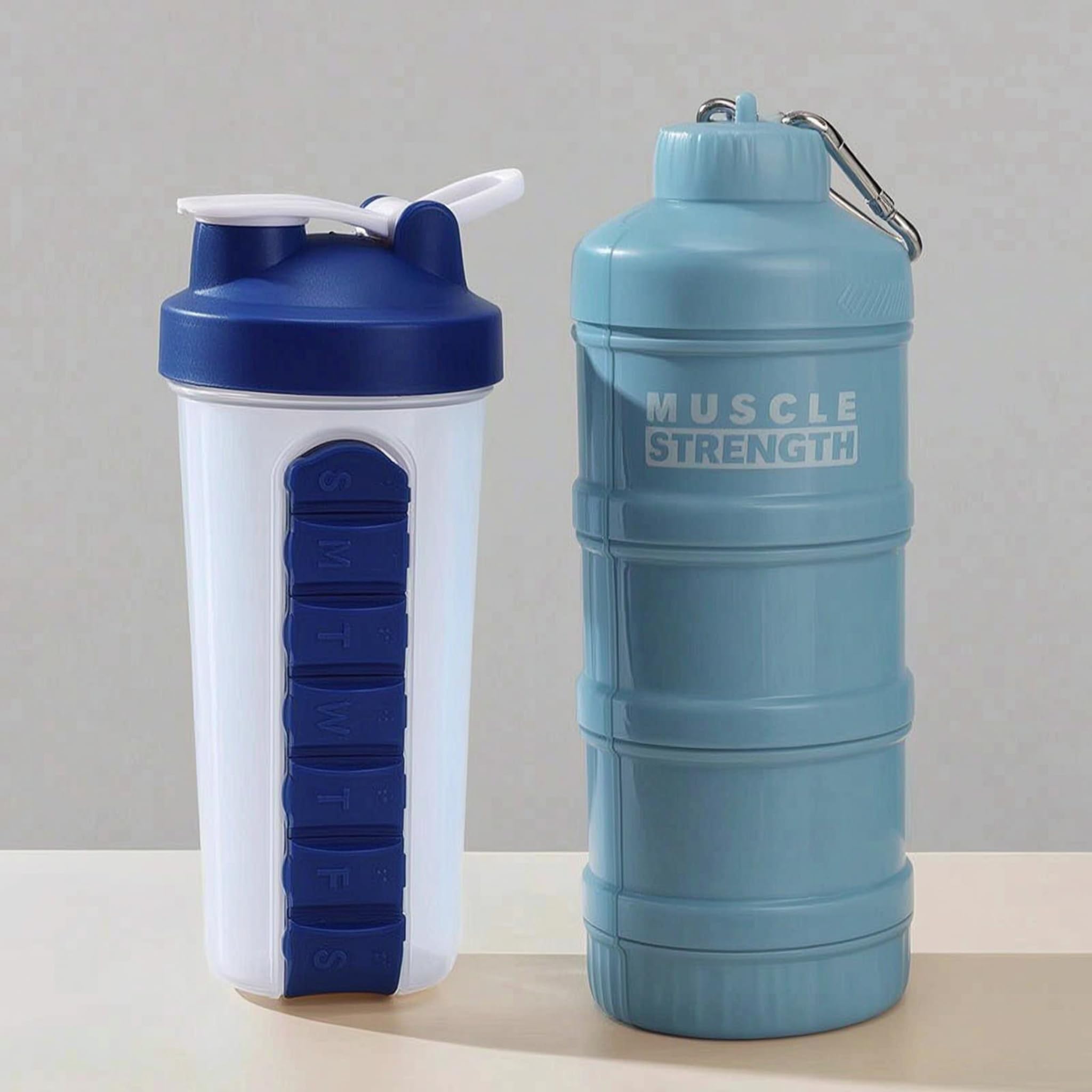 rockible Contenant de étanche pour Protéines en Poudre, Portable et Muni de Mousquetons, Idéal pour Le Sport, Les et Le Fitness. Bouteille Mélan