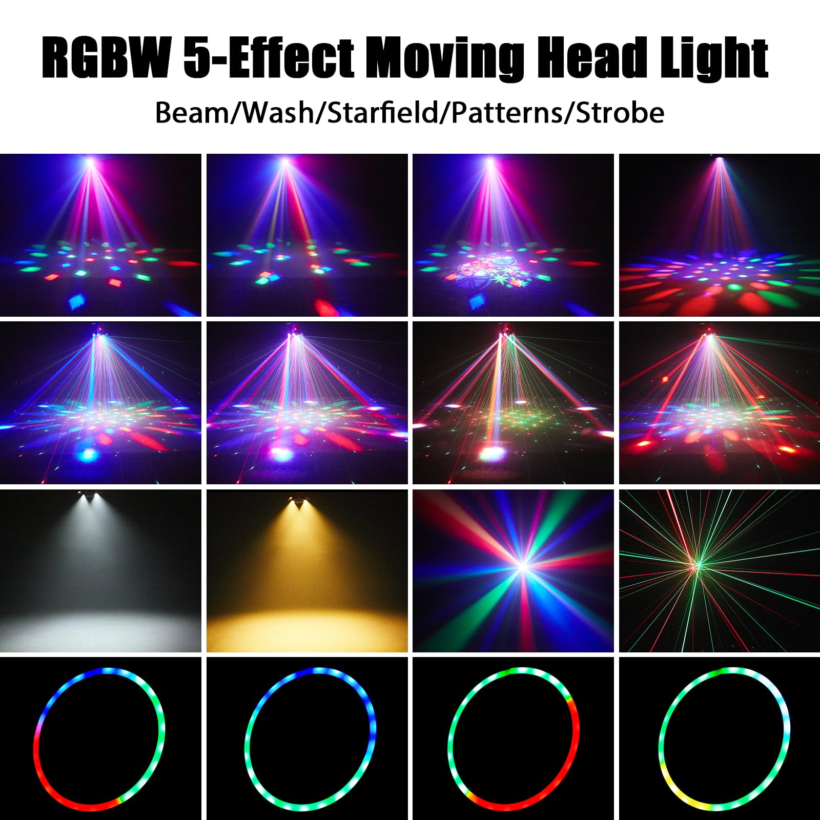 2PCS Lyre LED 150W avec Télécommande RGBW Jeux de Lumière 26CH Gobos Beam Lumière de scène pour DJ soirées Club Bar Fête