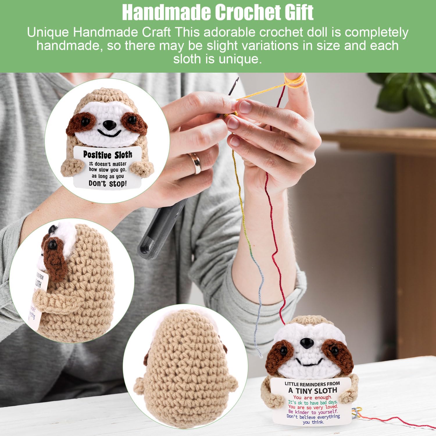 TOYMIS Inspirational Positive Crochet Sloth - Image 3