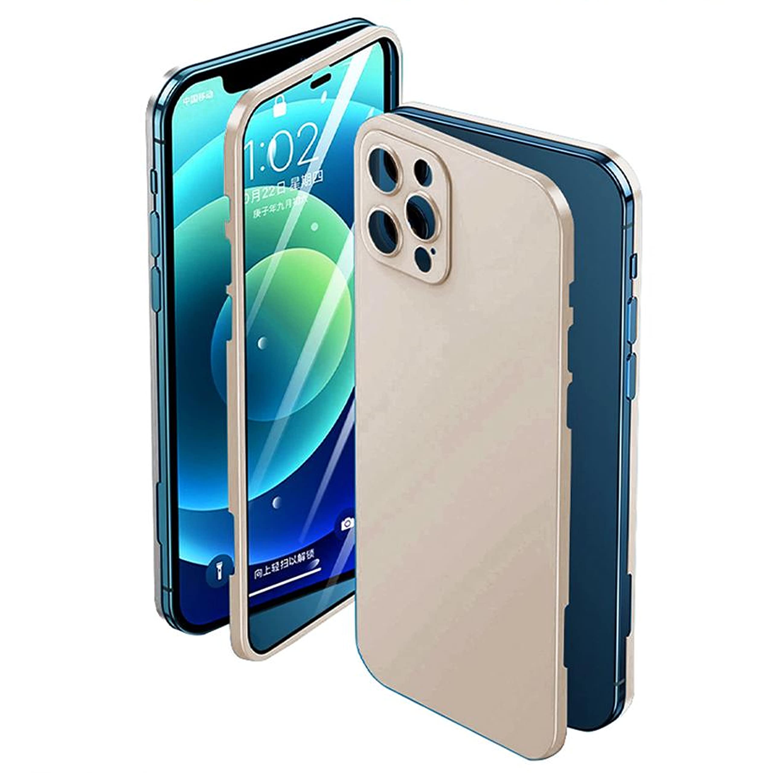 NEWTOP Cover 360° Full Body Per IPhone 11 Pro Max - Custodia Ultraleggera In PC E Vetro Temperato, Protezione Totale Fronte/Retro (Verde) - 2