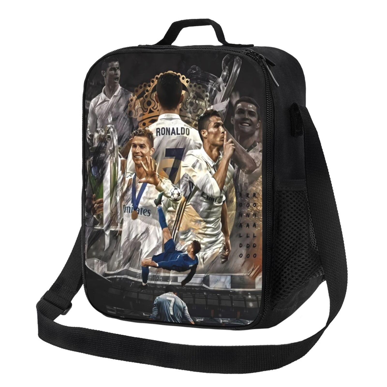 #7 Ronaldo Meal Bag Insulated Lunch Bag Waterproof Reusable Lunch Box Ice Packs For Adult, Black