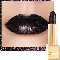 Oulac Batom preto de Halloween para mulheres, preto com brilho de framboesa, batom de alto impacto com fórmula cremosa hidratante, vegano e livre de crueldade, Miragem da meia-noite (21)