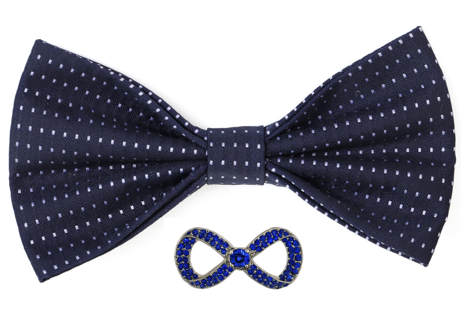 Random Stripe Bow Tie For Men Polka-Dots Bowtie With Brooch-image-9