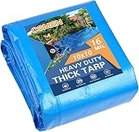 Vista 49 de Lona de alta resistencia impermeable 10x12 pies, lona negra de plástico de poliéster para cubierta al aire libre, lluvia de emergencia, techo