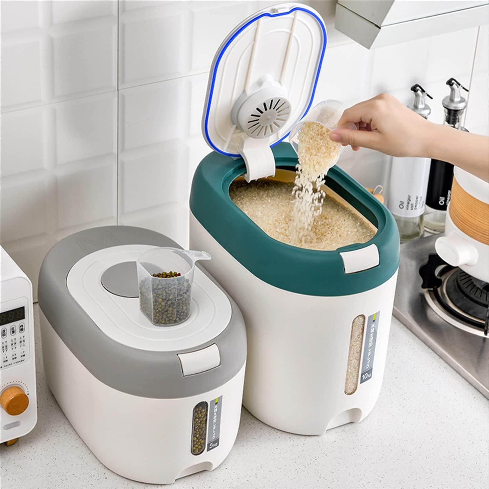 Keuken Opbergdoos Verzegelde Rijst Emmer Graan Dispenser Droog Voedsel Container Keuken Vochtbestendig Vat Huisdier Voedsel Container kopen vanaf een prijs van 33