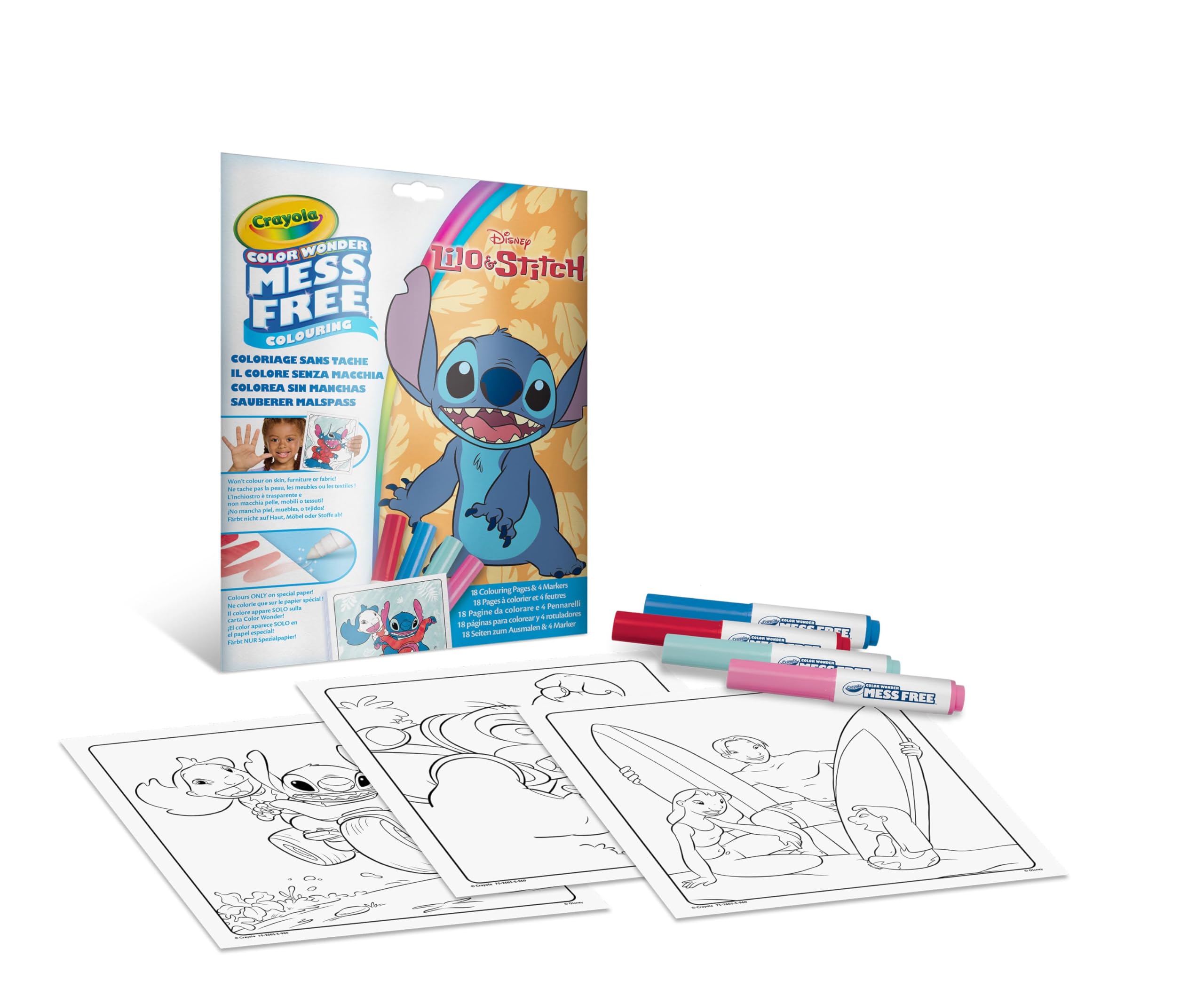 CRAYOLA - Color Wonder, Colouring Set with 18 Coloring Pages and 4 Stain Free Felt Pens, Theme Lilo & Stitch, Creative Activity for Children, Age 3, 4, 5 Years, Item Code 75-2665 — image 1