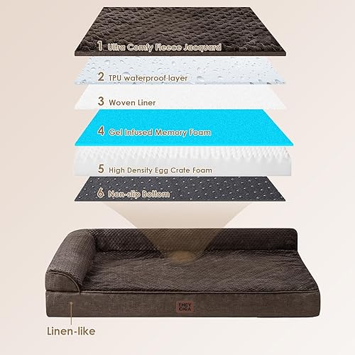 Miniatura 5 de EHEYCIGA Cama ortopédica de espuma viscoelástica para perros de tamaño XL, cama ortopédica extragrande con funda extraíble lavable, sofá cama XL