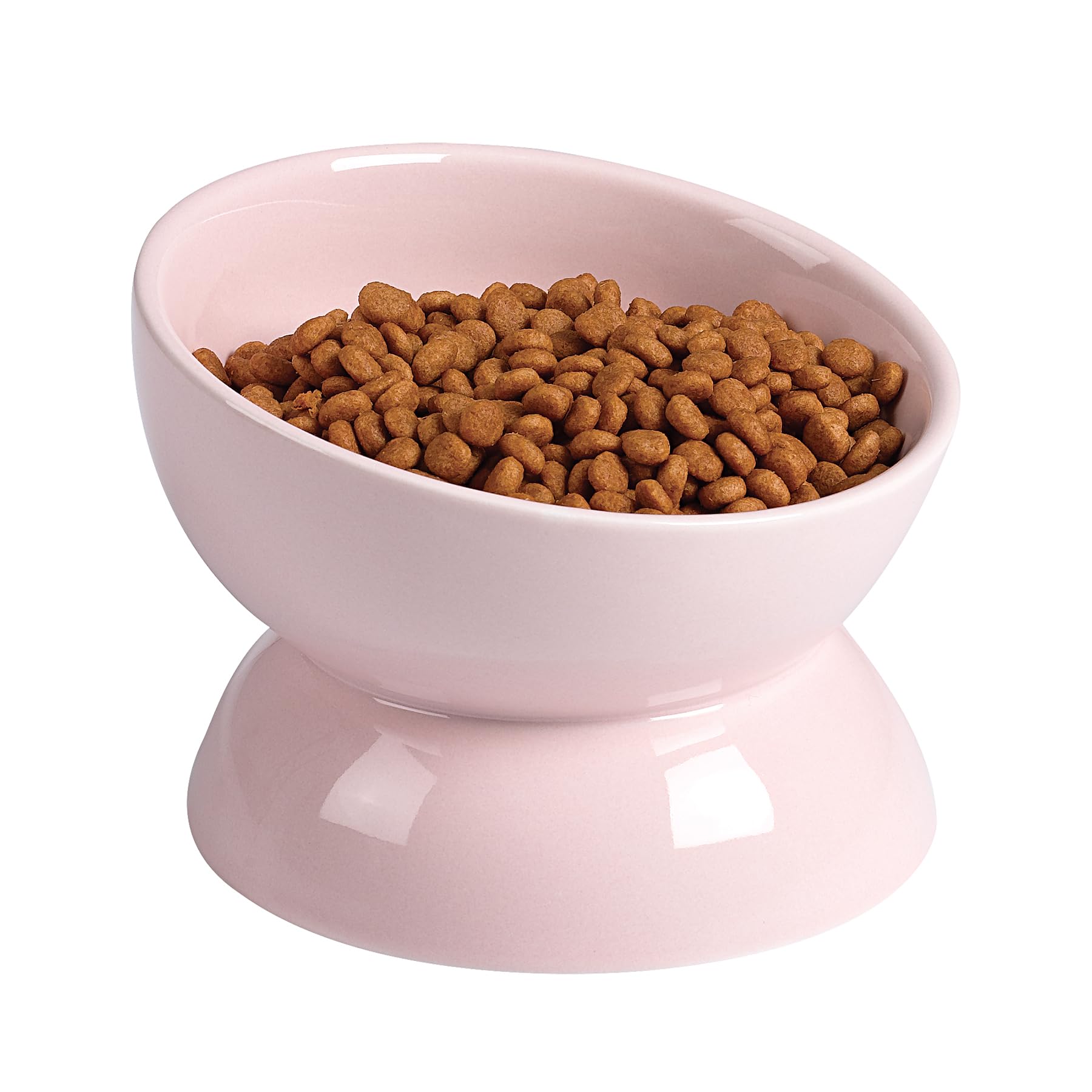 ABRUTY Cat Water Bowl, 16 OZ Ceramic Elevated Cat Bowls, 15° Tilted and Raised Pet Food Dish, Anti Vomiting Protect Pets' Spines and Whisker Fatigue