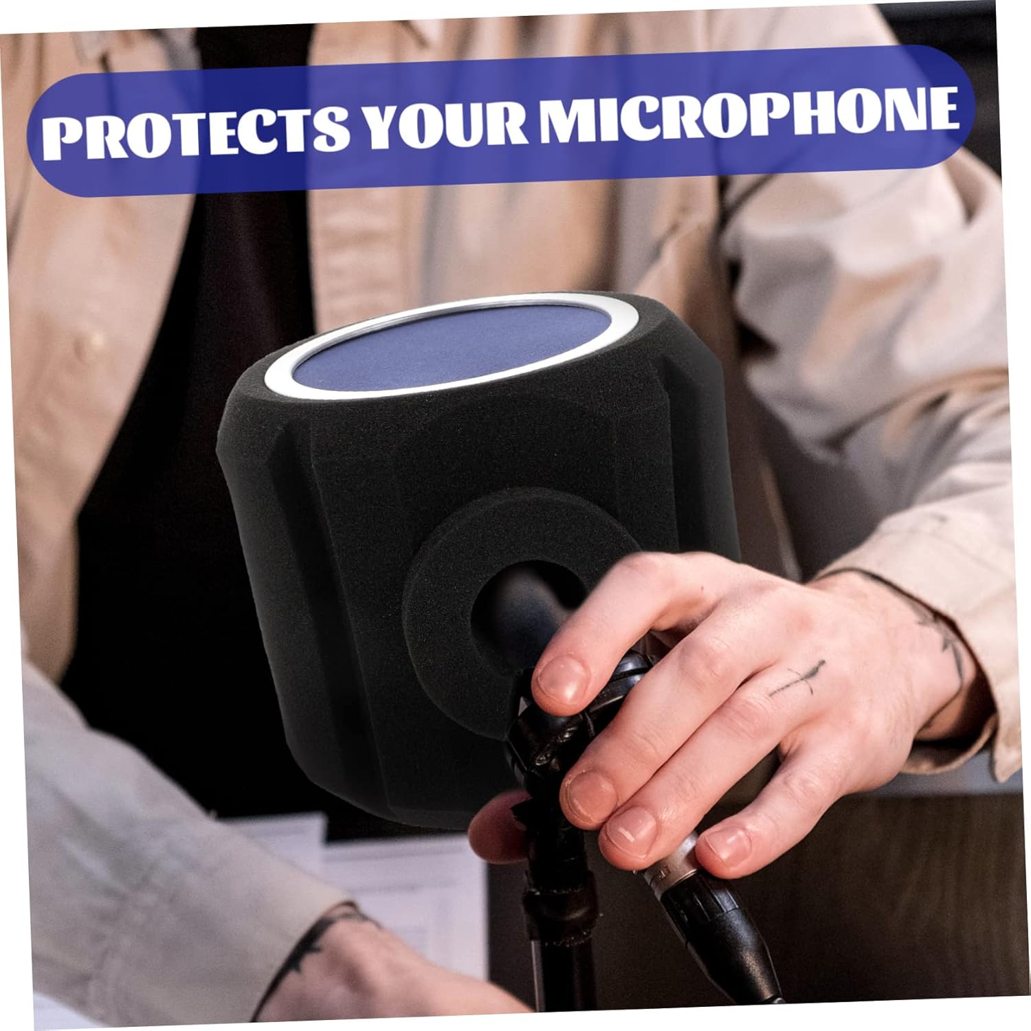 Microphone Sound Filter Noise Reduction Sponge Cover for Microphones Portable Windshield Isolation Shield Protects Against Wind and Saliva Interference