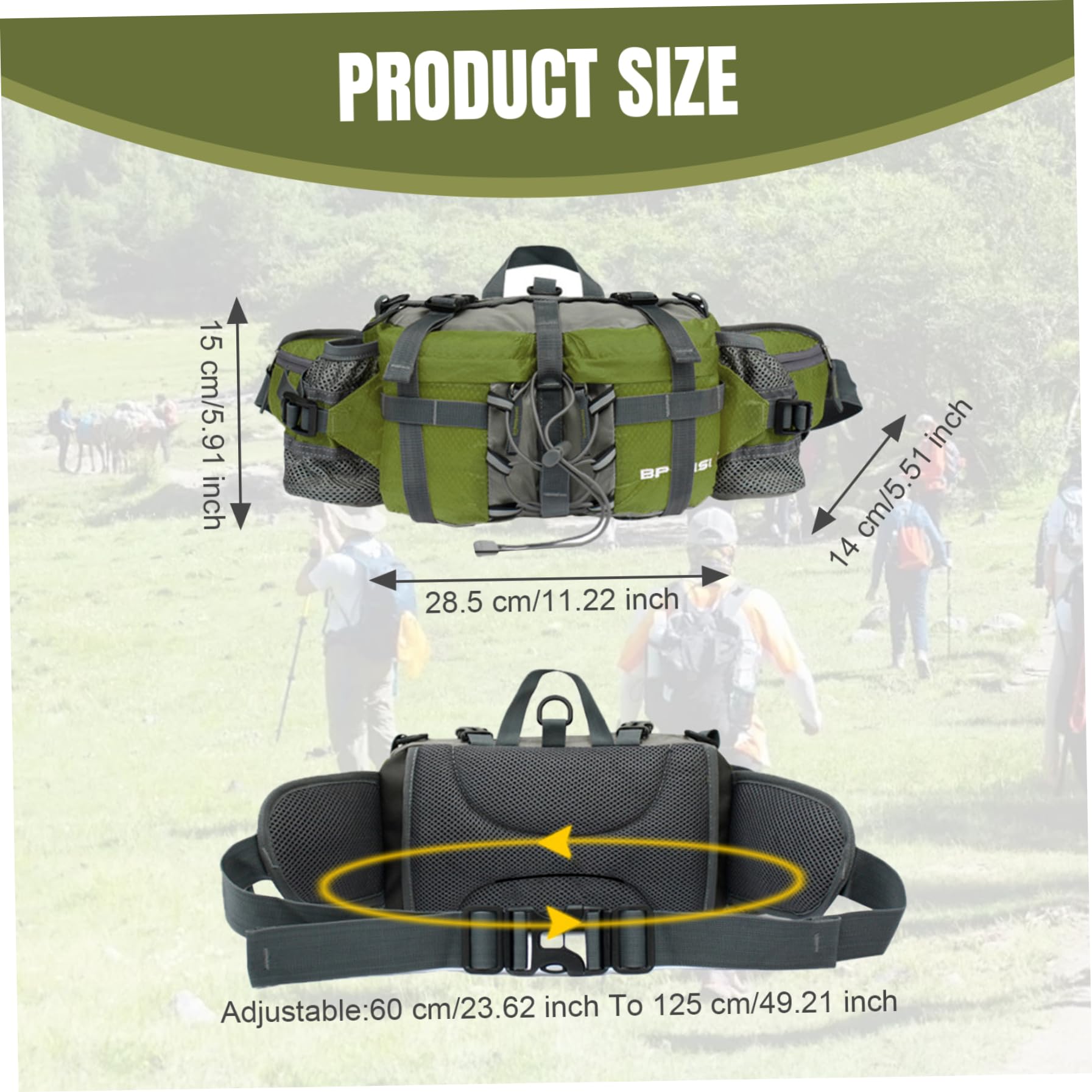Riñonera, riñonera con dos portabotellas de agua, para senderismo, mochila lumbar para correr, caminar, pasear perros, viajar en bicicleta