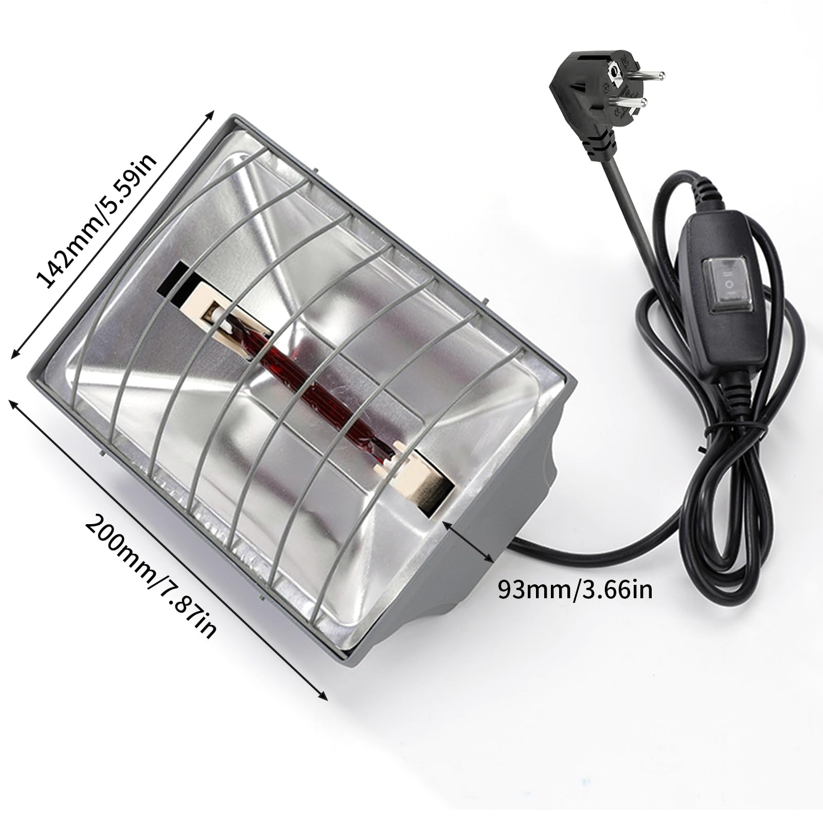 Lampe chauffante à lumière rouge - 175 W - Pour poulaillers - Avec interrupteur économique - Câble de 1,7 m - Lampe chauffante automatique - Thermostatique - Pour poussins, porcelets, chiots