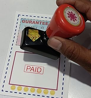 Self Inking Pre-Ink Pocket Paid Stamp – Compact, Heavy Duty, Fast & Clear Imprint, Office & Business Use (Red Ink)