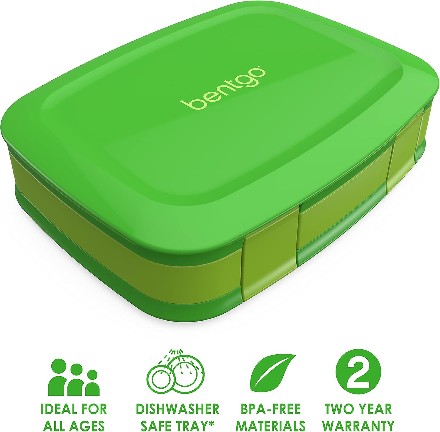 Bentgo Fresh – Leak-Proof, Versatile 4-Compartment Bento-Style Lunch Box with Removable Divider, Portion-Controlled Meals for Teens and Adults On-The-Go – BPA-Free, Food-Safe Materials (Green)