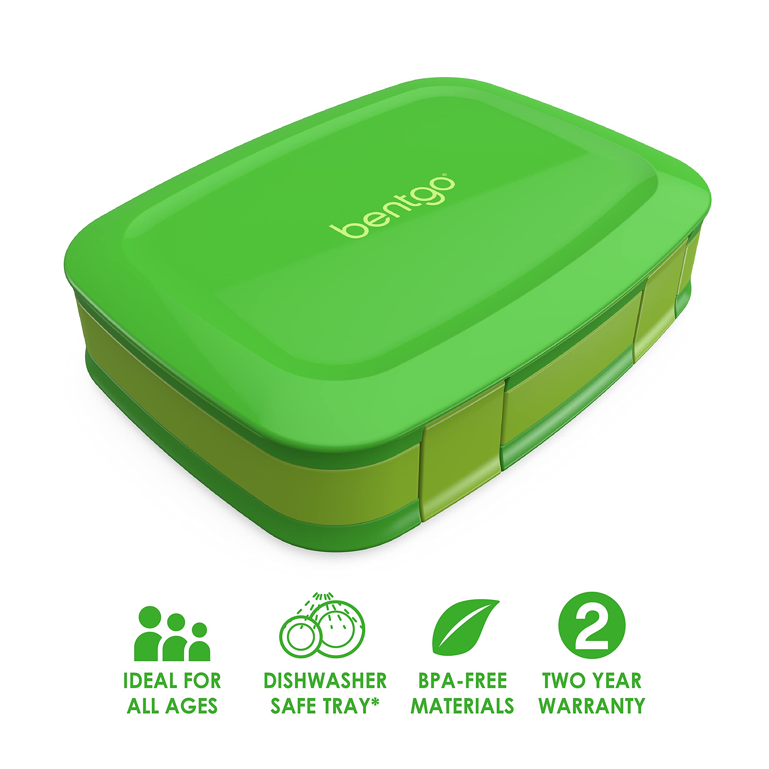 Bentgo Fresh – Leak-Proof, Versatile 4-Compartment Bento-Style Lunch Box with Removable Divider, Portion-Controlled Meals for Teens and Adults On-The-Go – BPA-Free, Food-Safe Materials (Green)