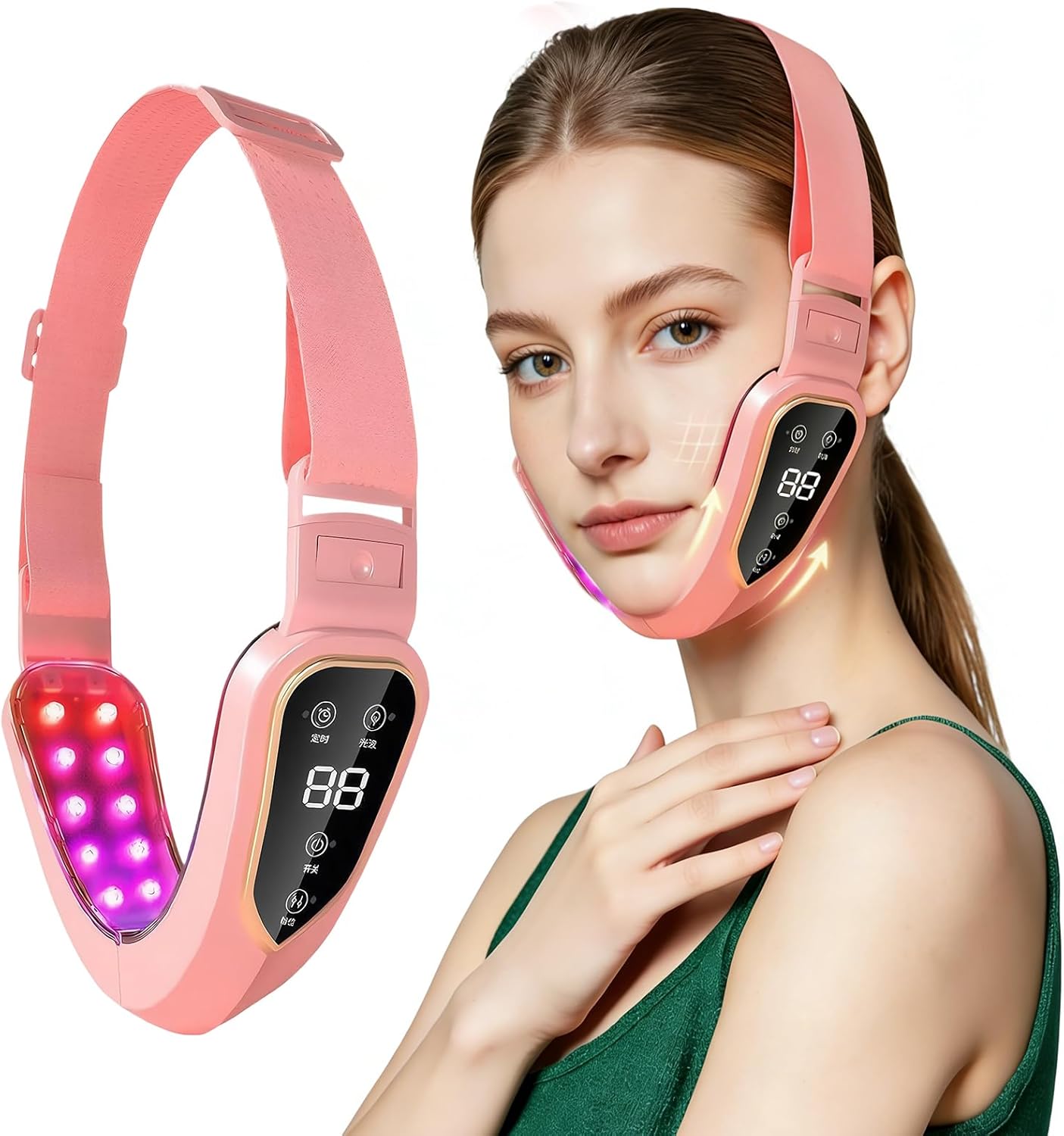 Face Massager,Double Chin Reducer V-Face Shaping Massager Electric with 12 Gear Adjustable Intensities,5 Modes