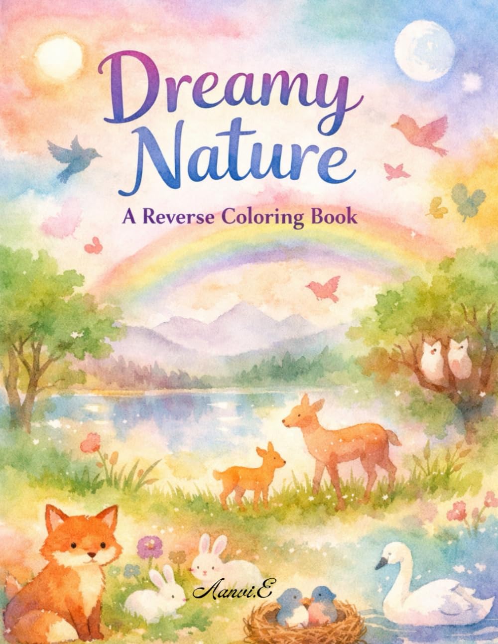 Dreamy Nature: A Reverse Coloring Book: Watercolor Wonders,Nature & Animal Scenes