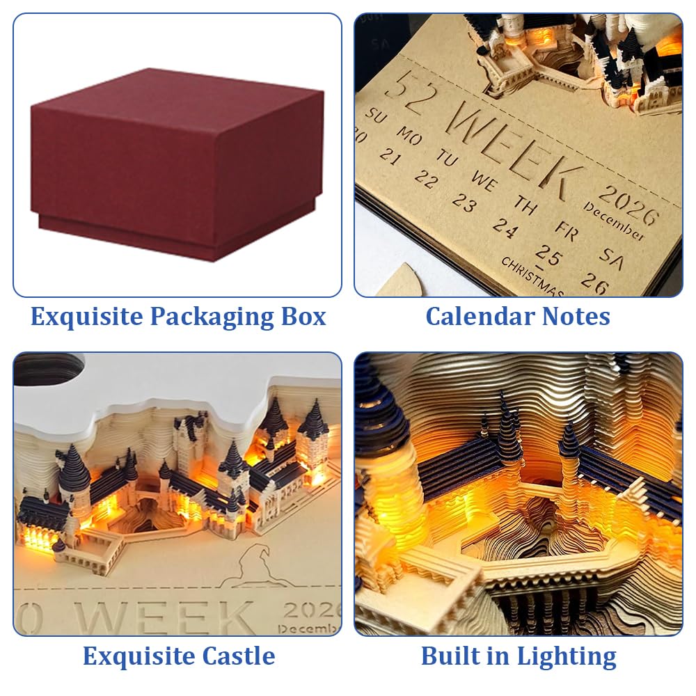 Calendar Tear Away 3D Calendar 2026, 3D Castle Calendar Notepad With ...