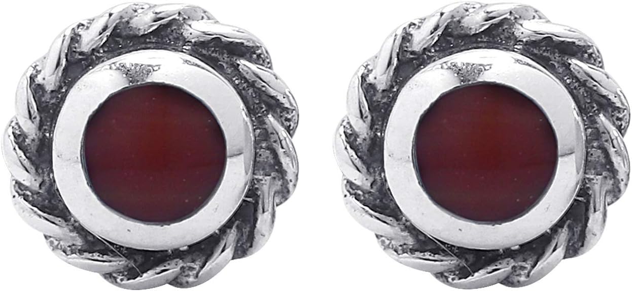 Boma Jewelry Sterling Silver Circle Rope Texture Stud Earrings