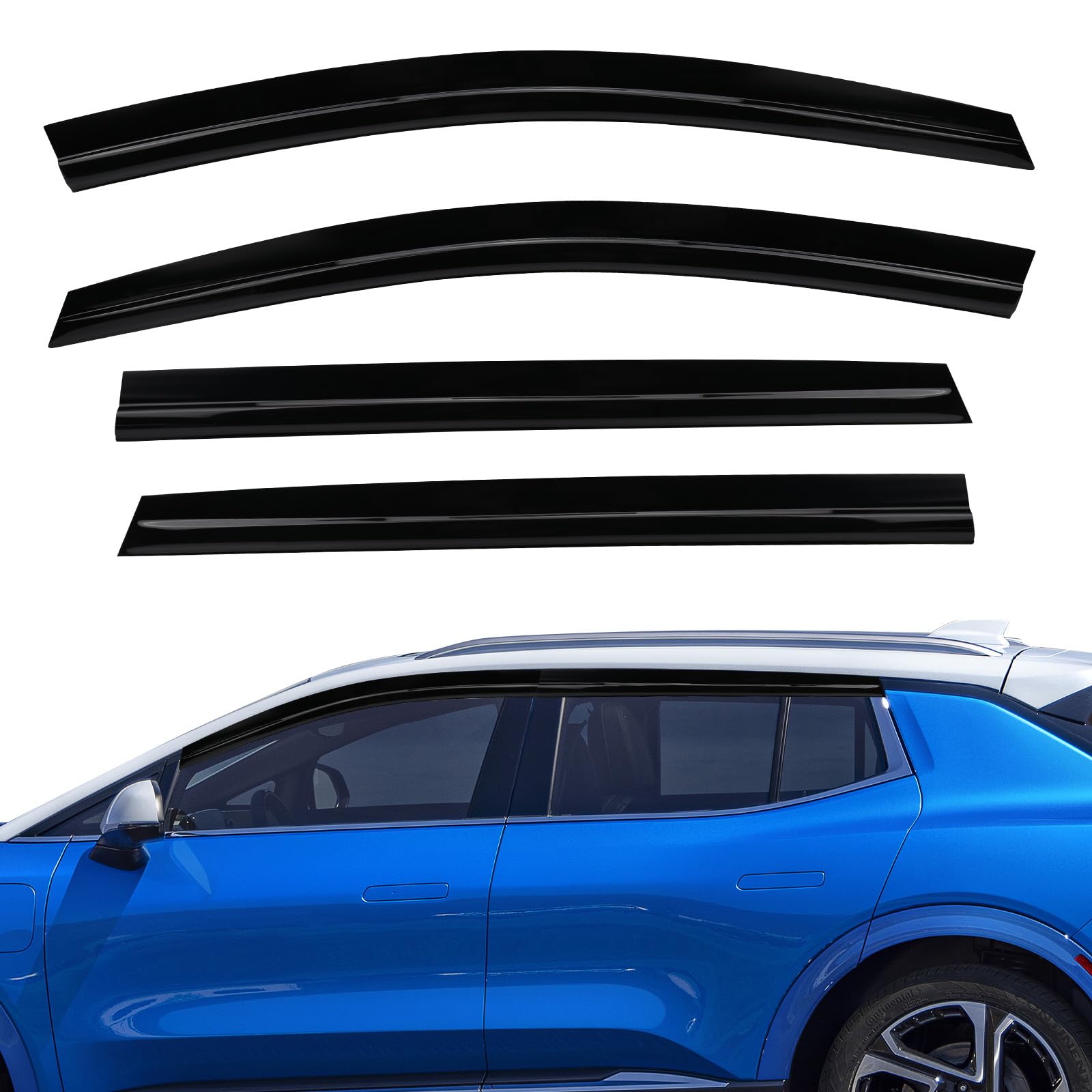 Window Visors for 2025 2026 Chevy Equinox EV, Tape-On Rain Guards Wind Deflectors, Weather Protection, Noise Reduction Chevy Equinox EV Accessories (4 Pcs)