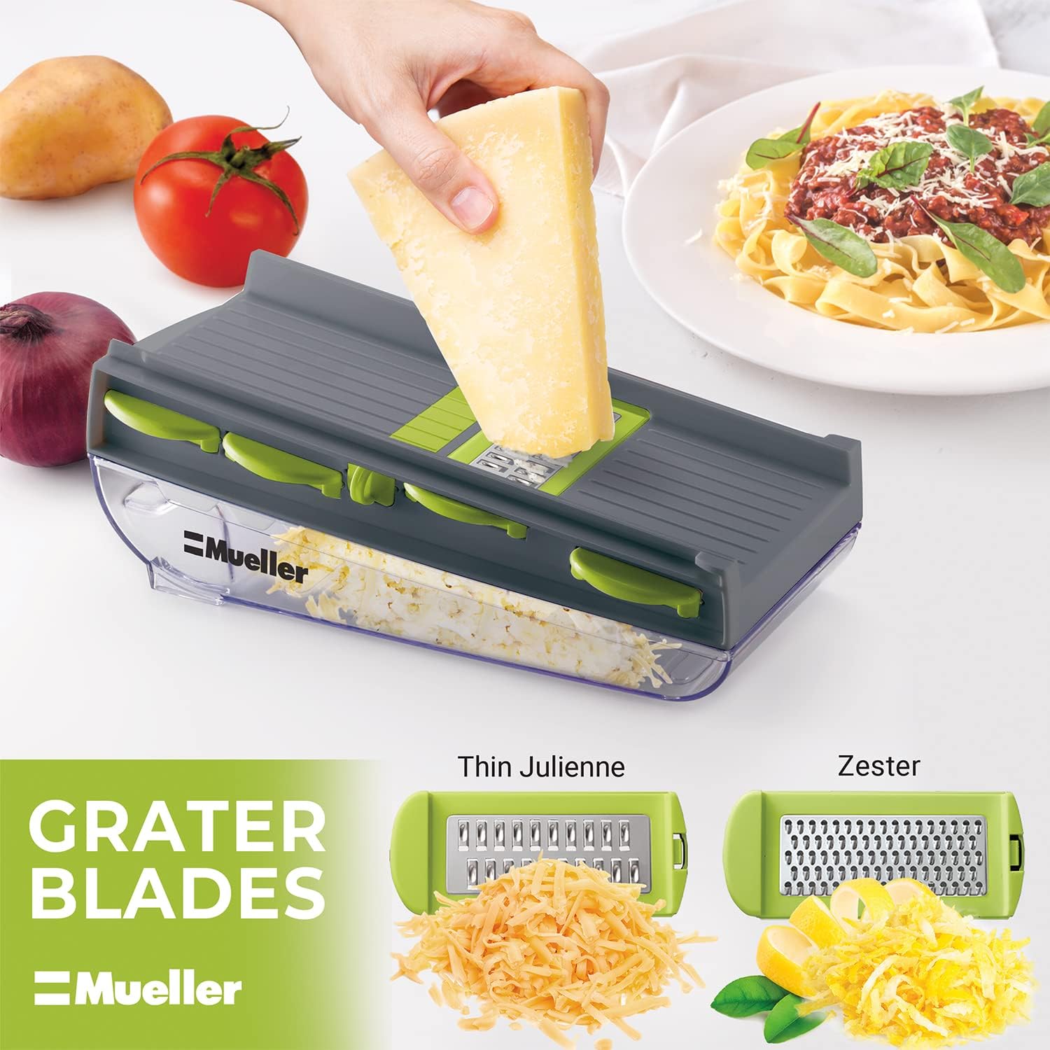 Mueller Five Blade Mandoline Slicer – Premium Quality Multi Purpose and Adjustable Vegetable Slicer, Cutter, Shredder, Veggie Slicers for Fruits and Vegetables with Non-Slip Container