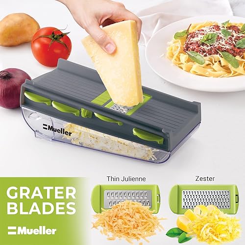 Miniatura 5 de Mueller - Cortadora de mandolina de cinco cuchillas cortadora trituradora rebanadora de verduras multiusos y ajustable de alta calidad para frutas y