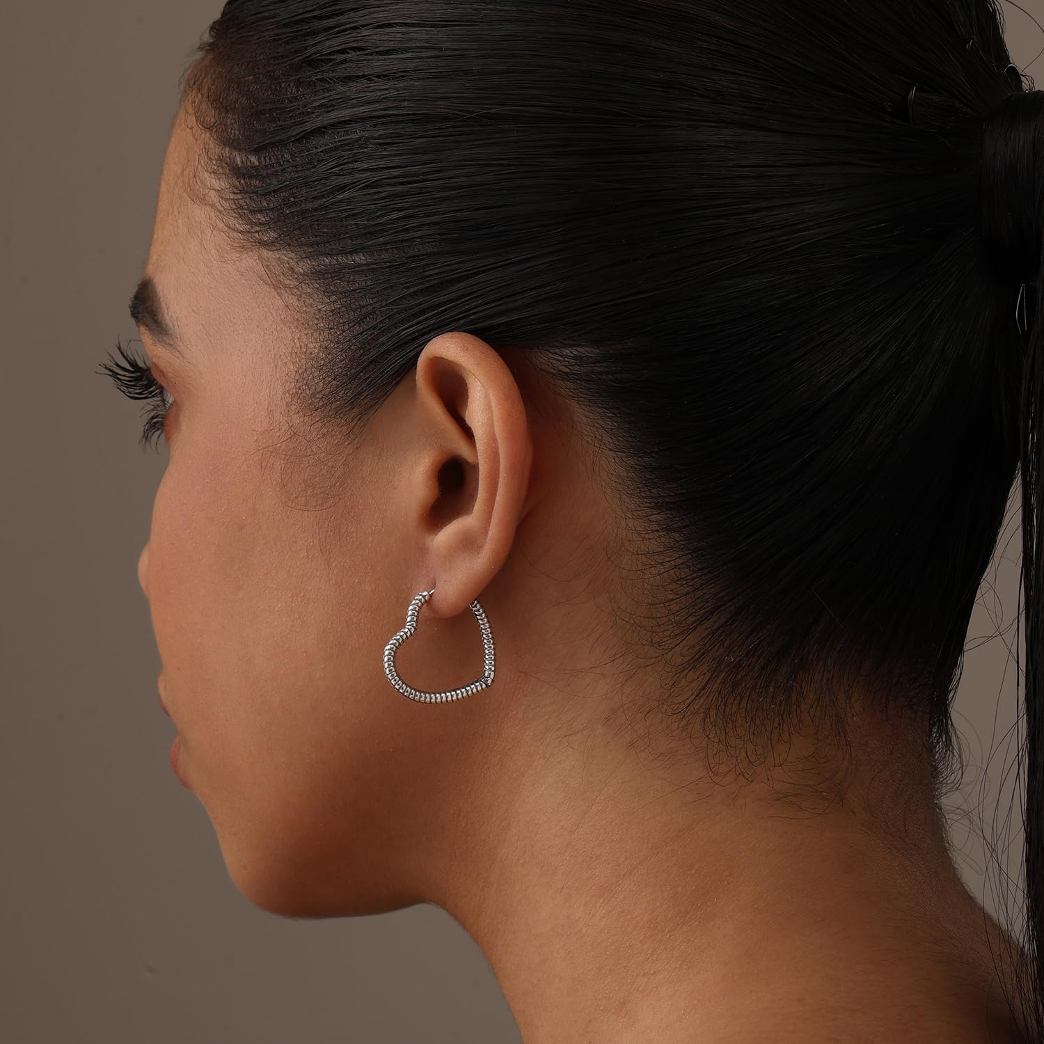LeCalla Orecchini a cerchio in argento sterling 925 classico amore cuore per le donne, S, Argento sterling, Non pietra preziosa