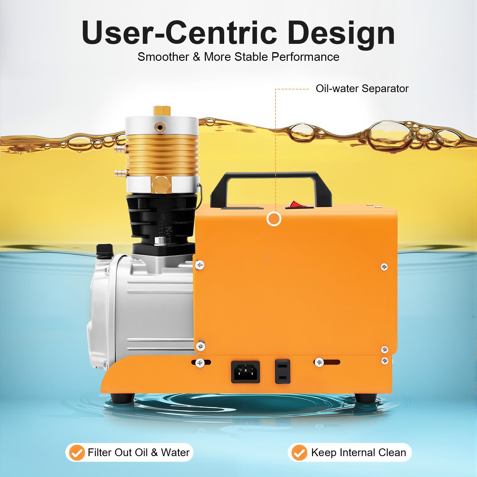 OUKANING Pompa professionale ad alta pressione 1,8 KW 30 MPA 100 l/min, raffreddata ad acqua con manometro per fucili ad aria compressa PCP, industriale, bombole a gas, pneumatici, inclusi pad
