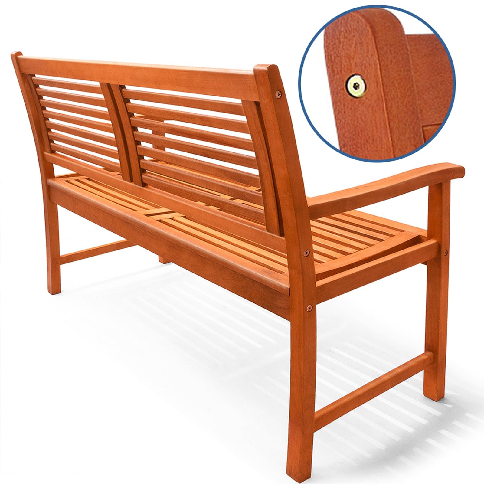 Casaria Banc de Jardin en Bois Eucalyptus Pré-huilé 2 Places pour Balcon, Terrasse et Extérieur