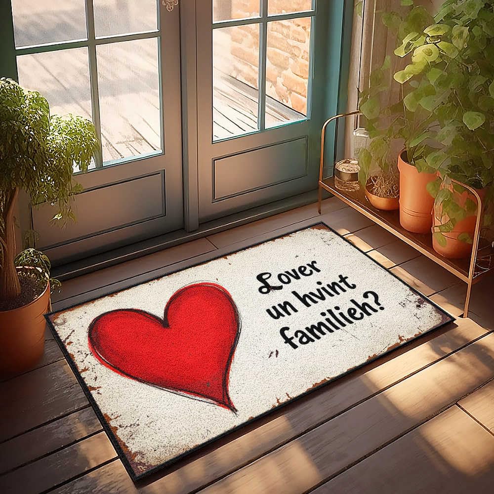 Tapis de cuisine et salle de bain lavable Amour et Famille grand format absorbant pour entrée