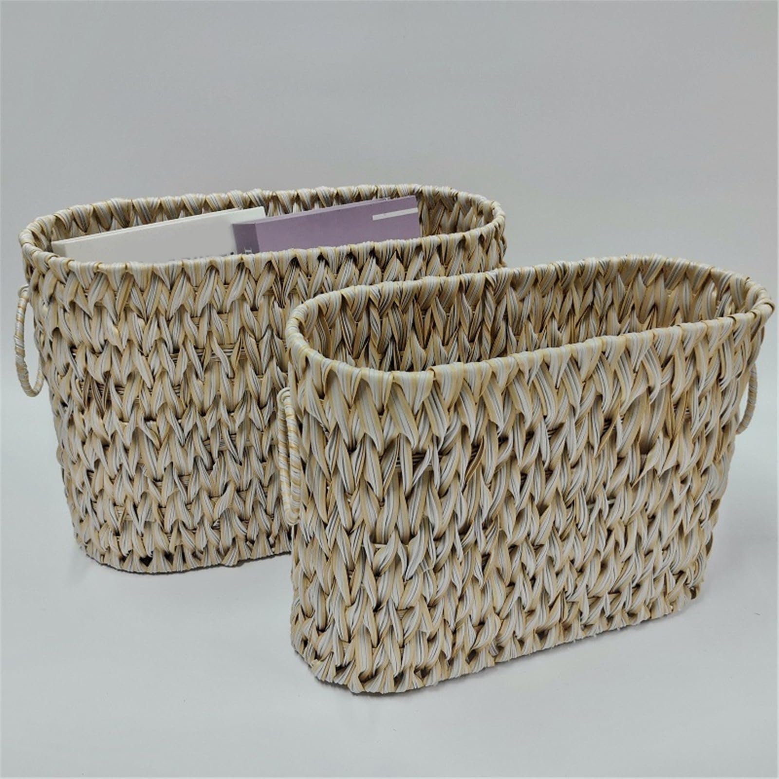 Élegante panier de rangement en osier pour papier toilette avec couvercle, pour petit organisateur de salle de bain, portable, capacité de 6 à 9 rouleaux