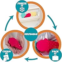 Vista 3 de Paquetes de hielo duros para niños (paquete de 3) paquetes de congeladores delgados y ligeros, reutilizables, enfriadores de larga duración