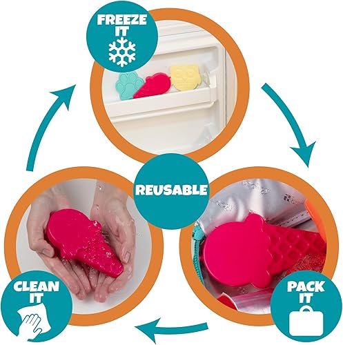 Miniatura 3 de Paquetes de hielo duros para niños (paquete de 3) paquetes de congeladores delgados y ligeros, reutilizables, enfriadores de larga duración