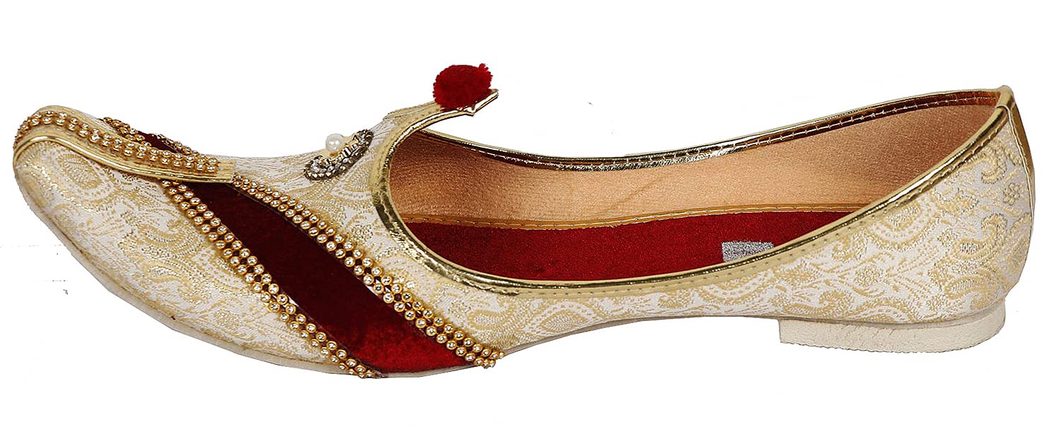 DEEUCO Men's Golden Premium Wedding and Sherwani Jutti, Mojari, 6 (8) 2